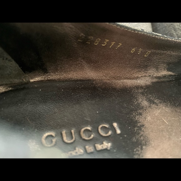 Gucci logo open toe ballerina flats in gunmetal gray. Fit more like a 7. - Picture 3 of 4